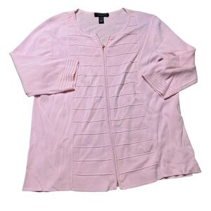 🌸 Cable &‎ Gauge Pink Cardigan Sweater Women’s 1X Lightweight Zip Front 💕